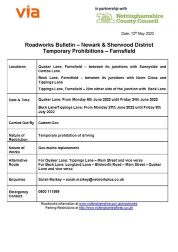  - Temporary Road Restrictions